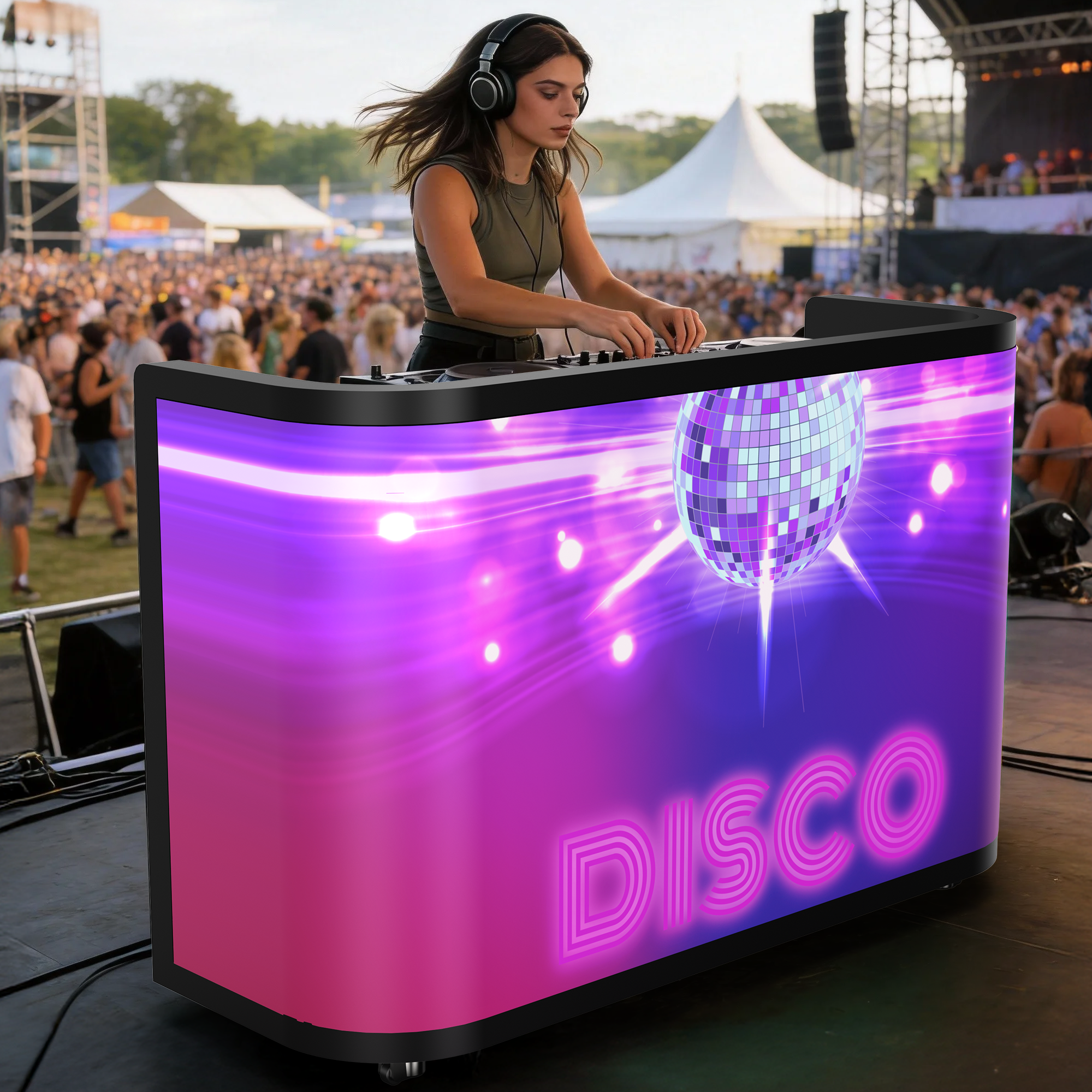 YIXZSWD DJ Booth With LED screen