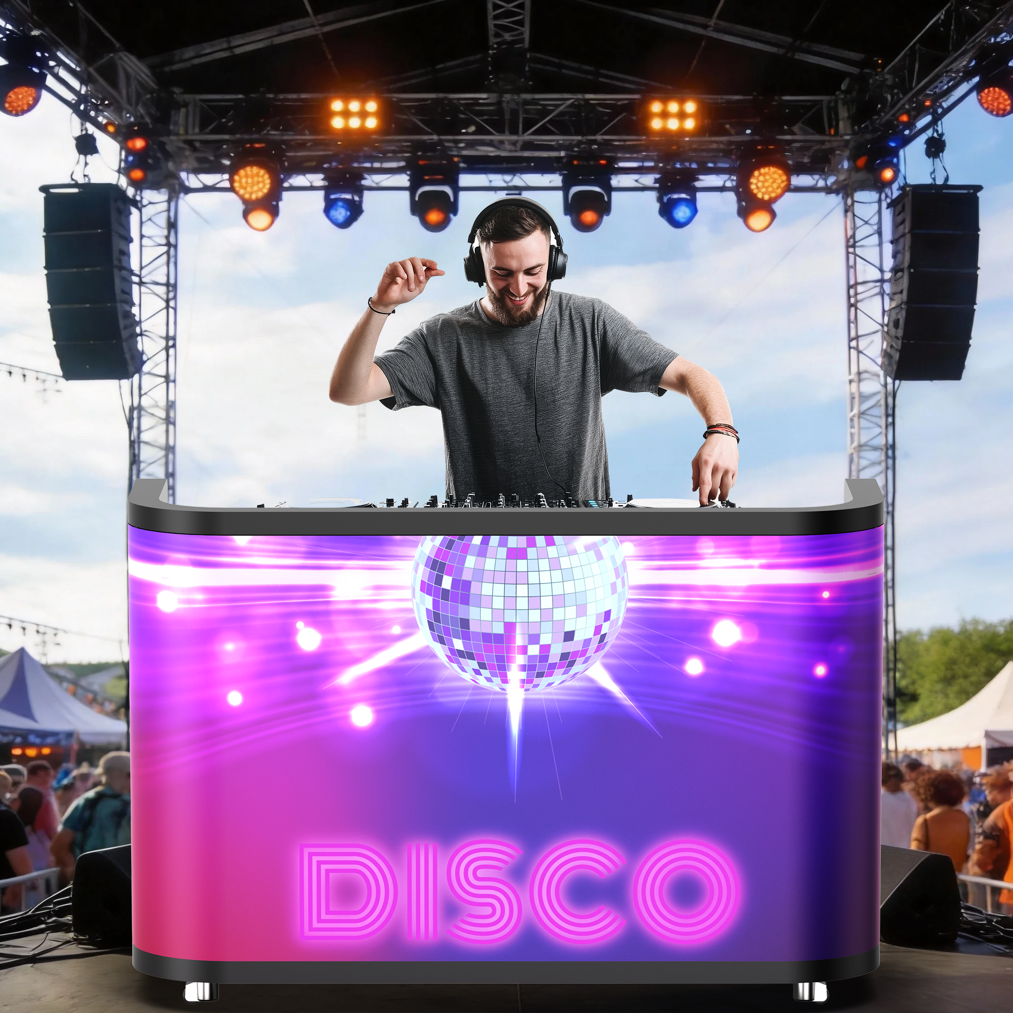 YIXZSWD DJ Booth With LED screen