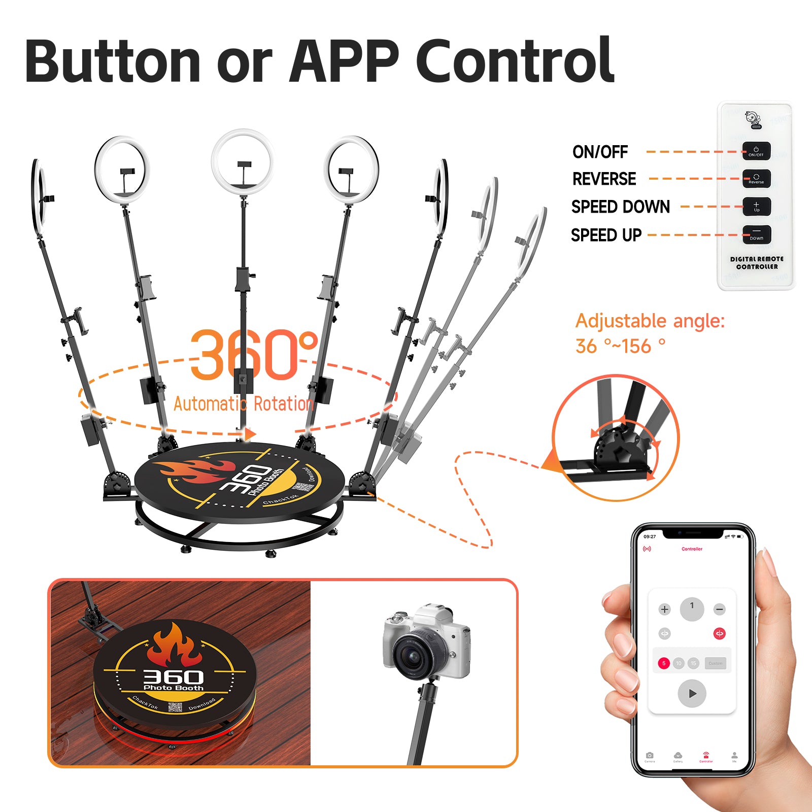 HARZHI 22.5 inch 360 Photo Booth (CD Model)