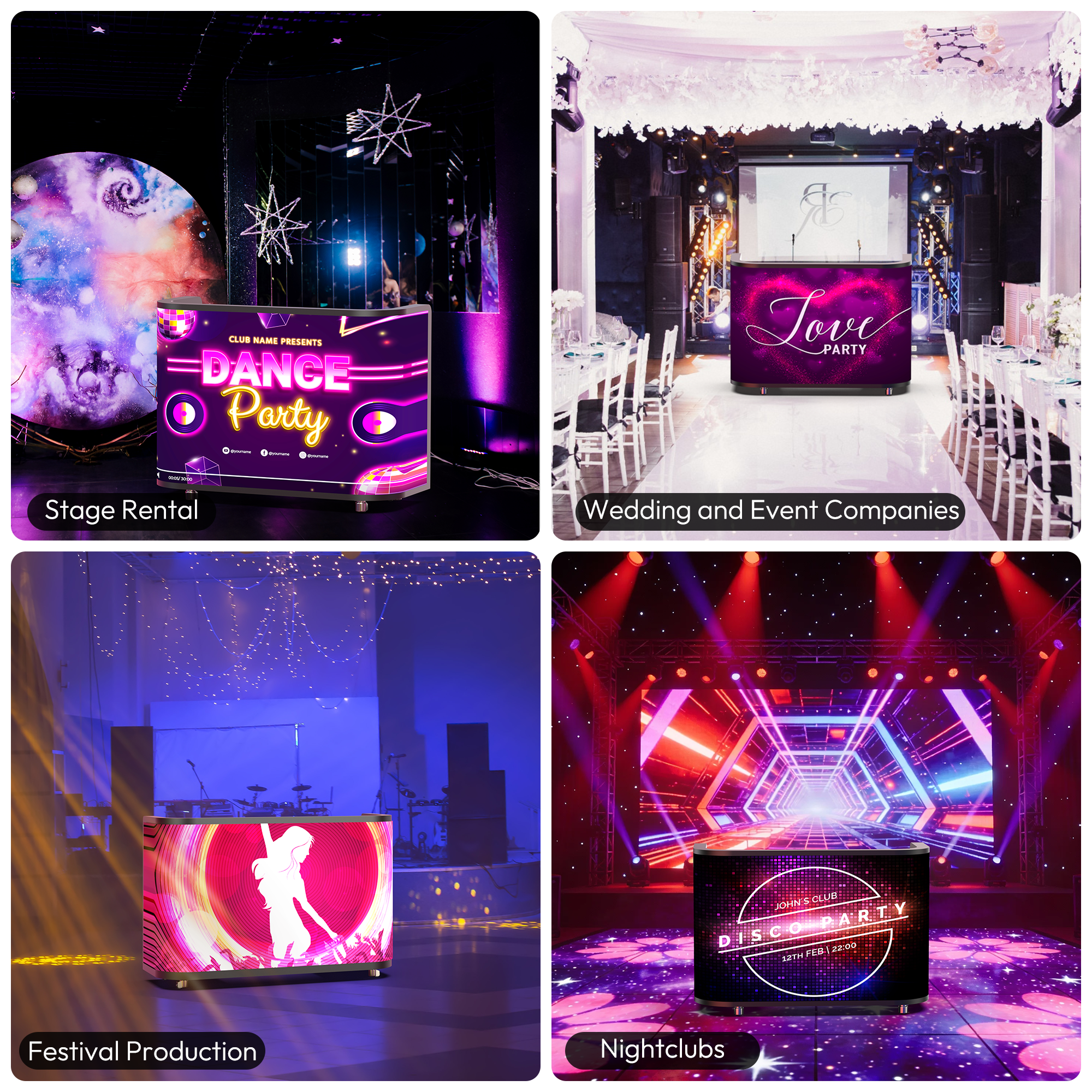 YIXZSWD DJ Booth With LED screen