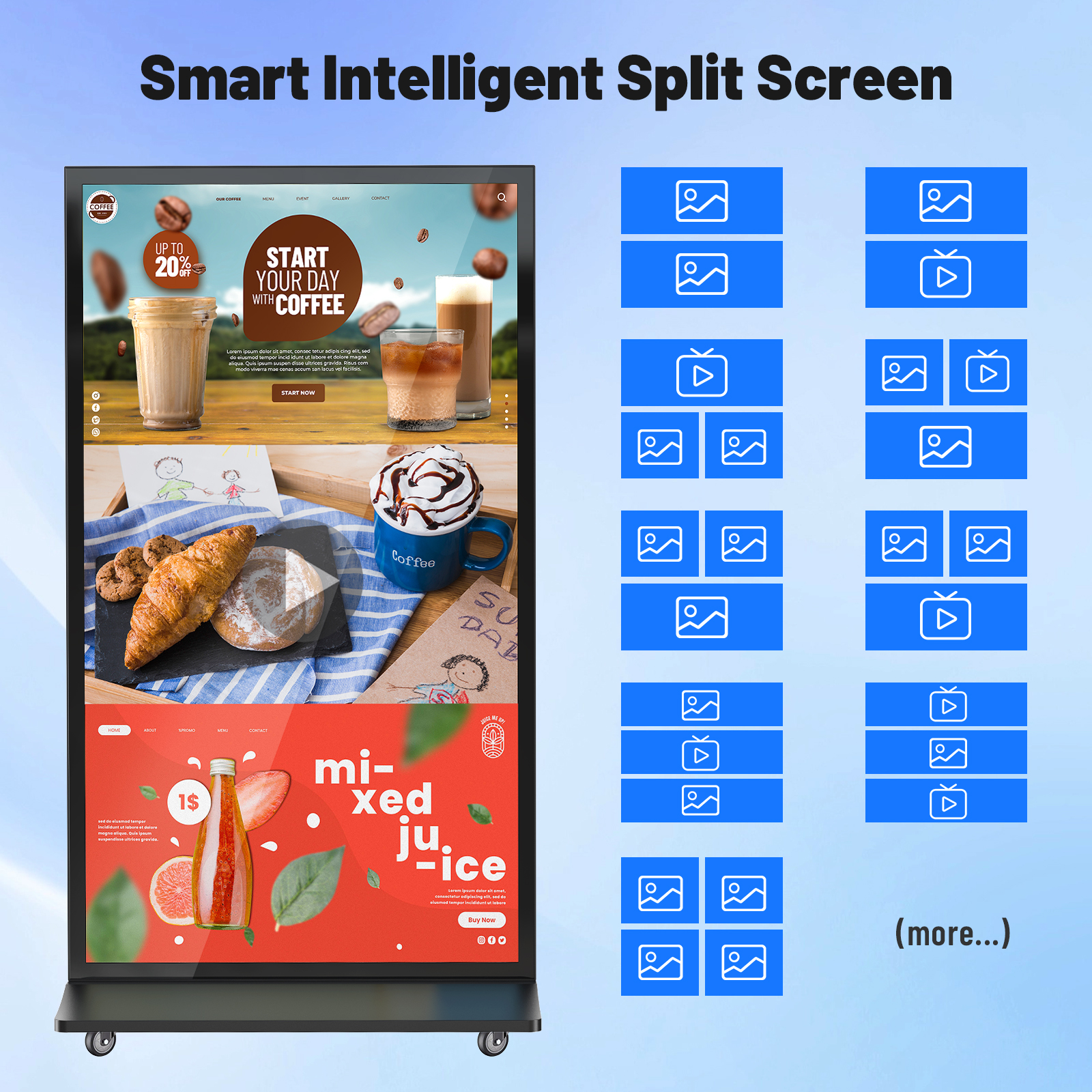 YIXZSWD 75inch Full Screen Digital Signage