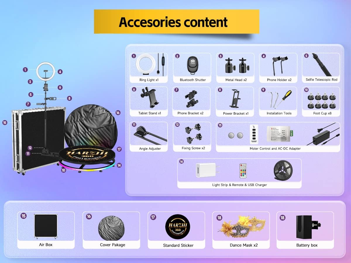 HARZHI 26.8inch 360 Photo Booth For 1-2 People