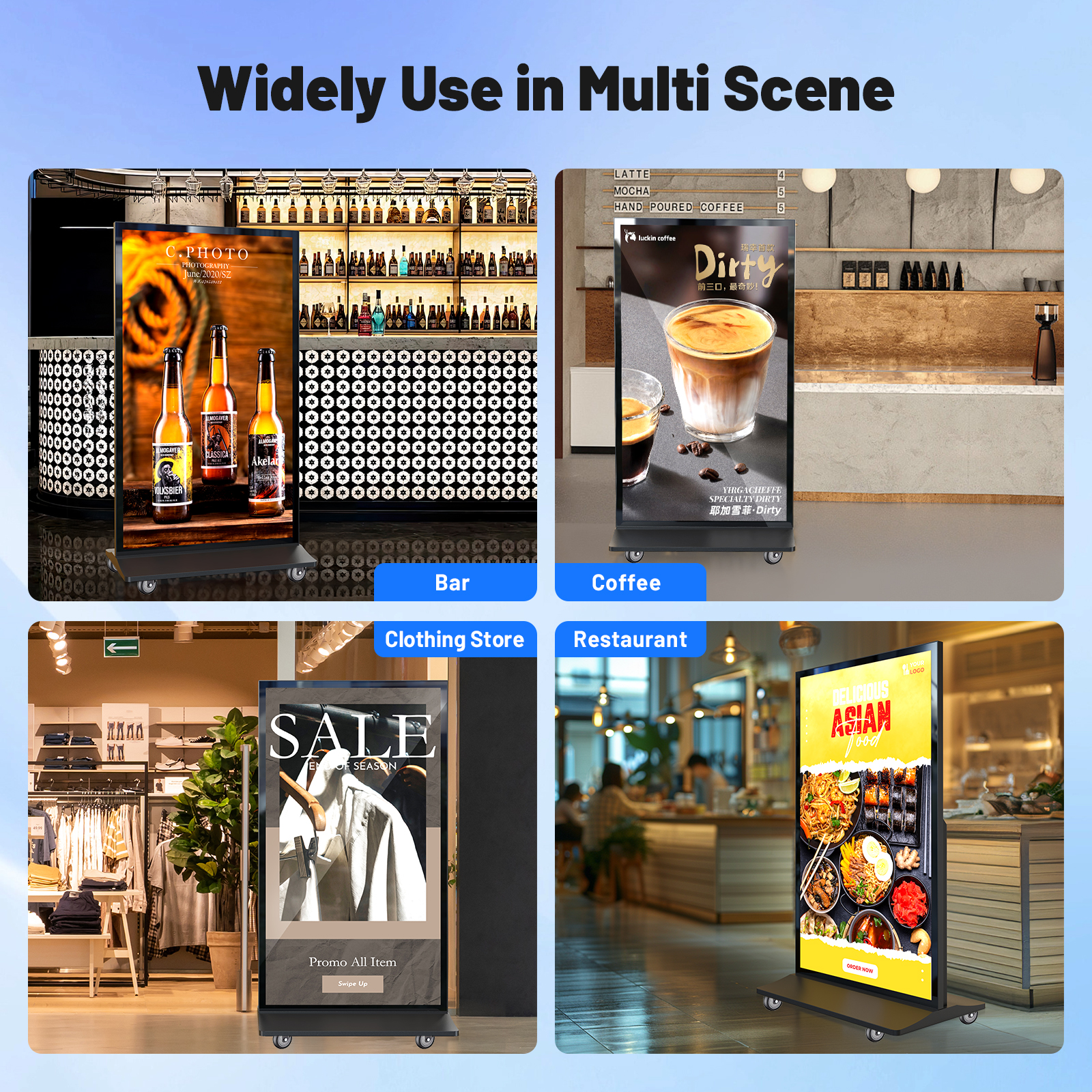 YIXZSWD 75inch Full Screen Digital Signage