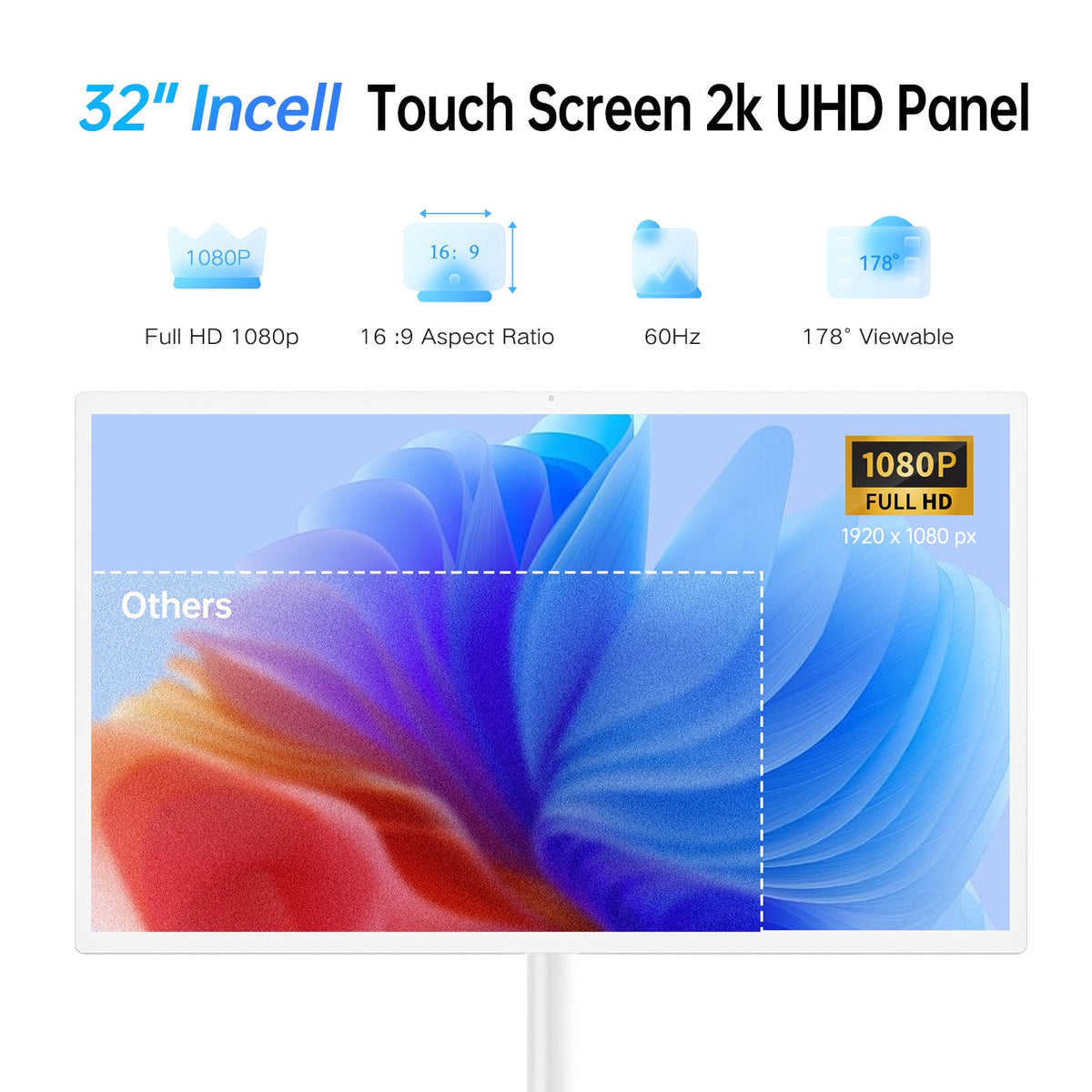 HARZHI Portable TV on Wheels Smart Touch Screen
