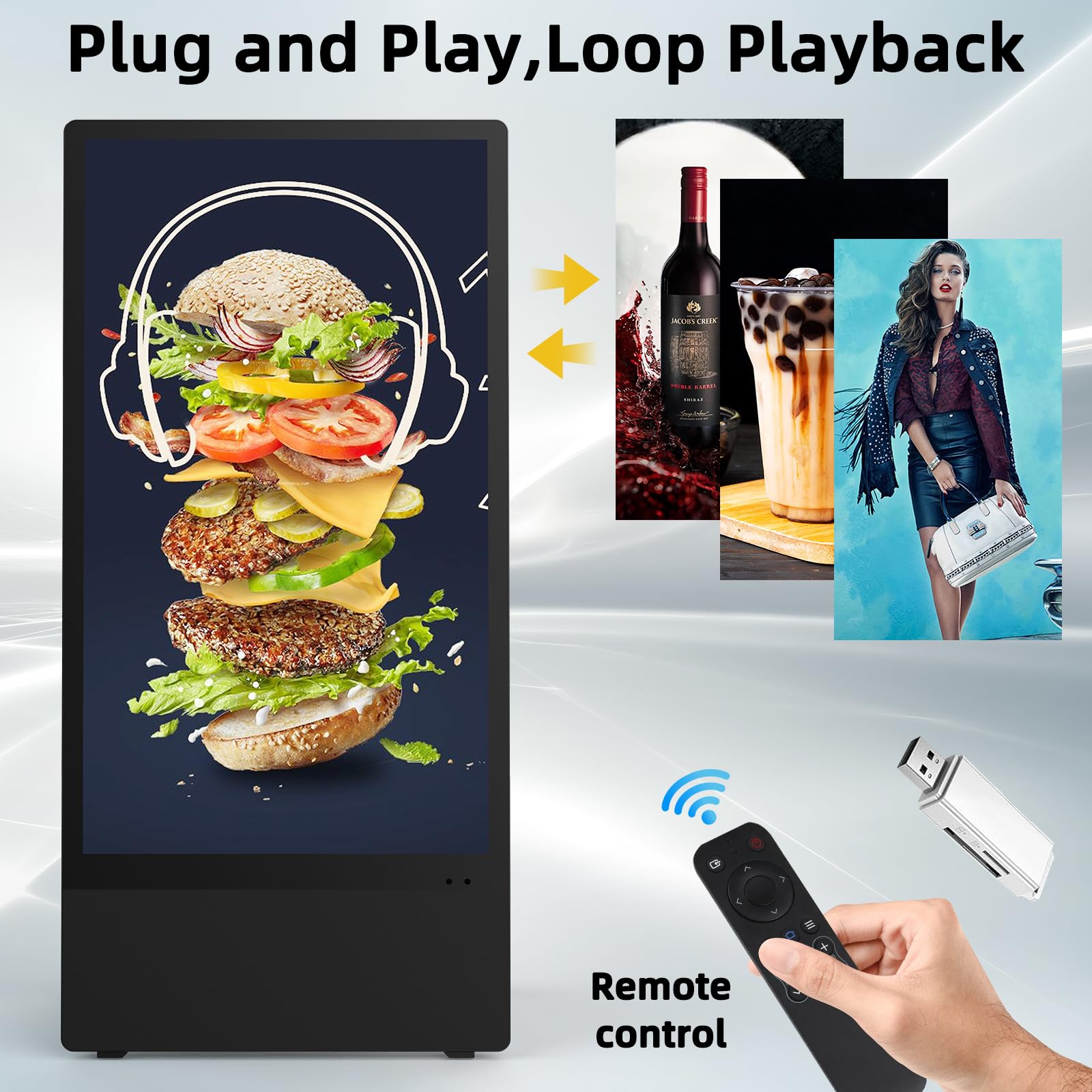 YIXZSWD 43inch Rechargeable Outdoor Digital Signage Display