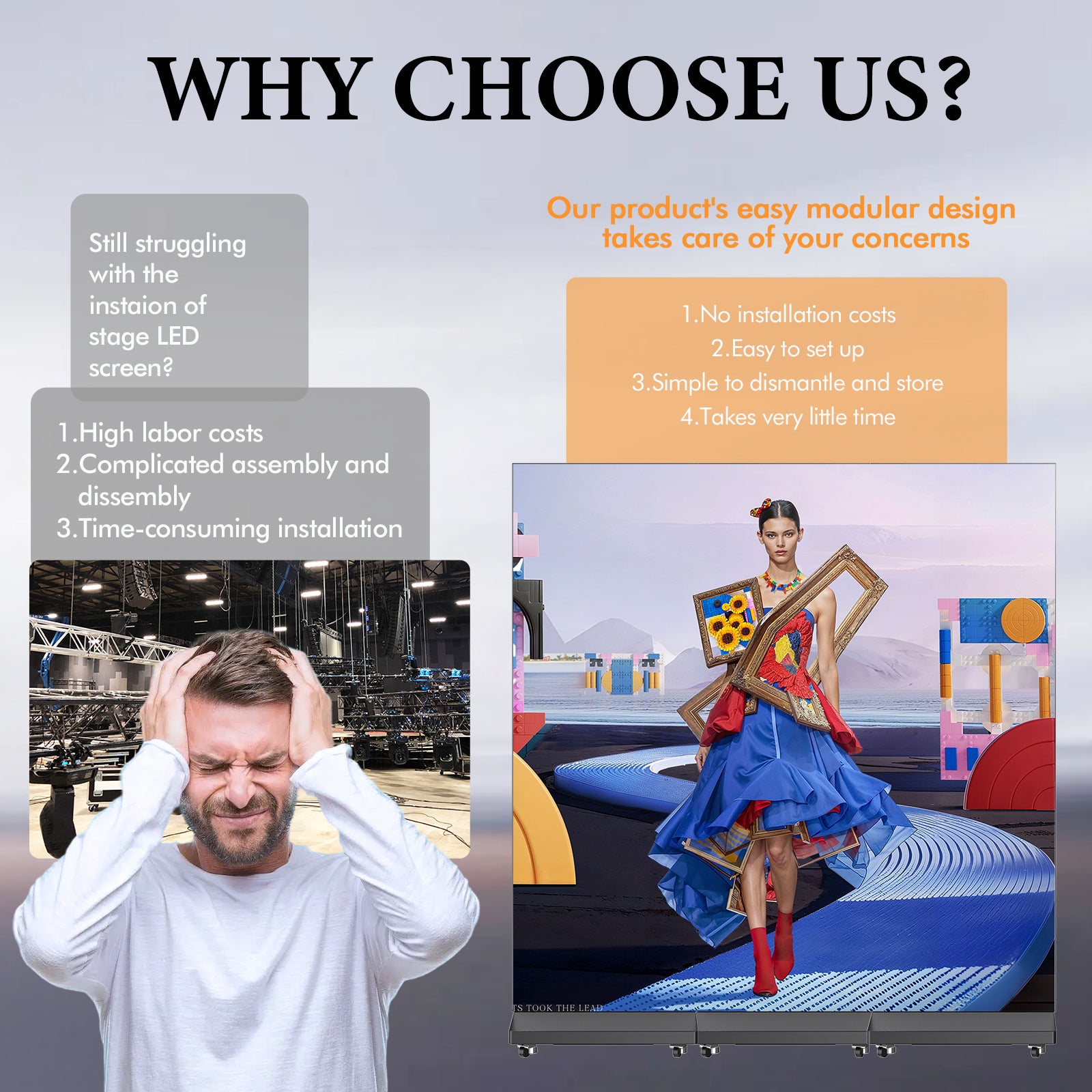 HARZHI Foldable LED Screen Display（2-in-1 Boundle）