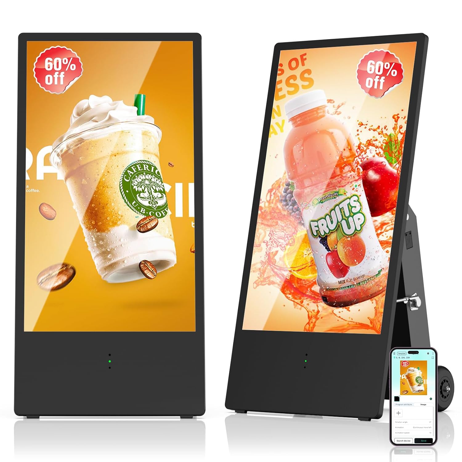 YIXZSWD 43 Inch Rechargeable Outdoor Digital Signage Display with 2000 nits
