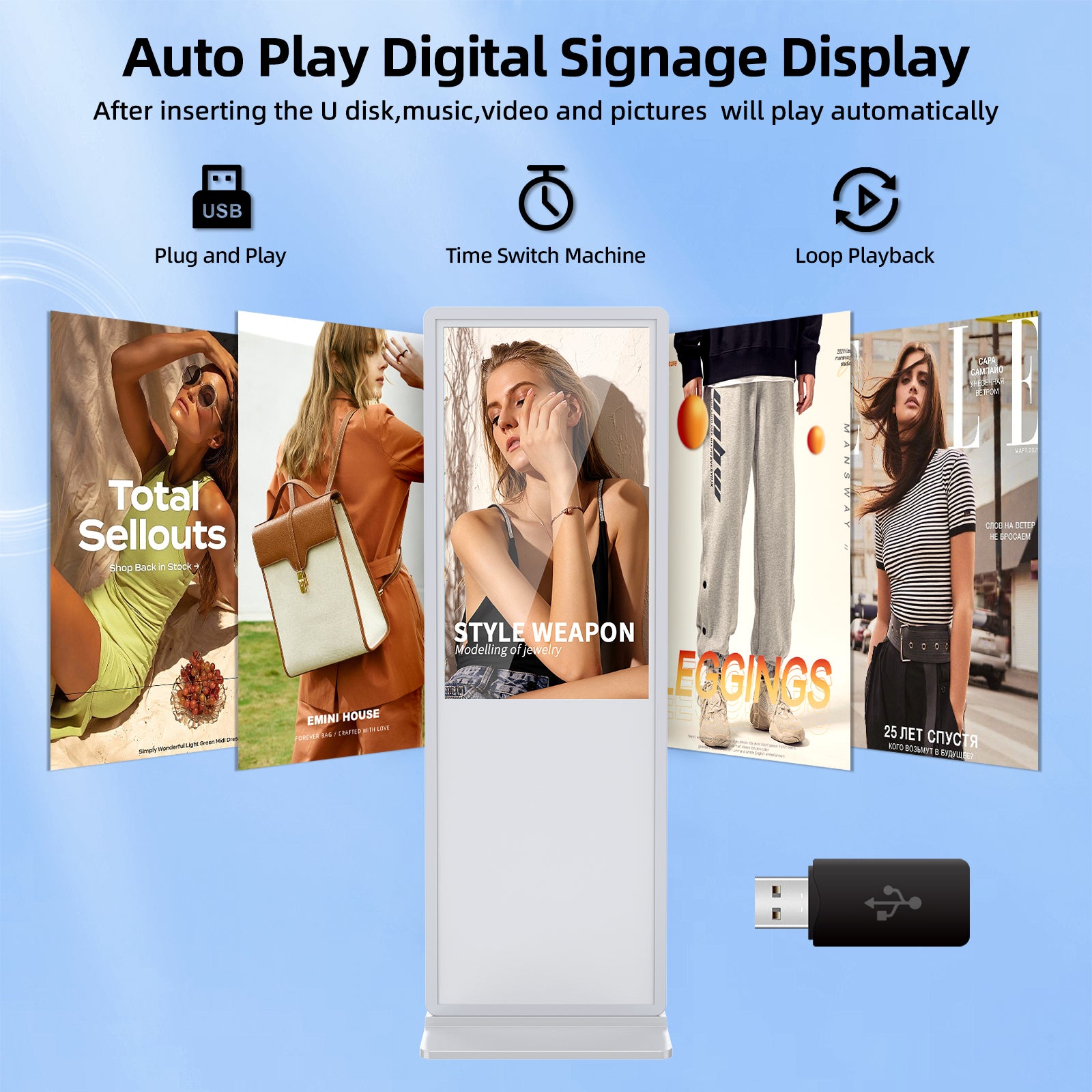 YIXZSWD White Indoor Digital Signage Display