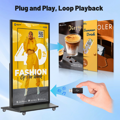 YIXZSWD 75inch Full Screen Digital Signage