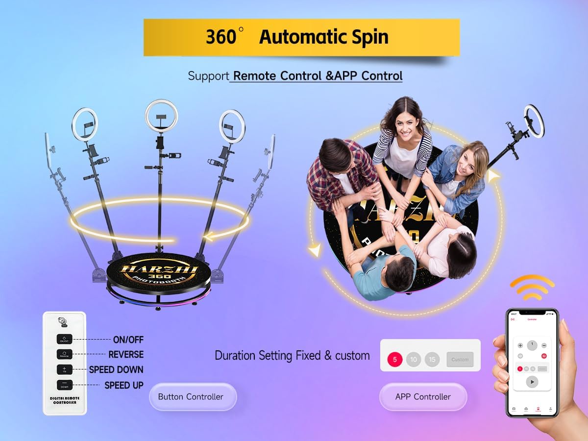 HARZHI 26.8inch 360 Photo Booth For 1-2 People