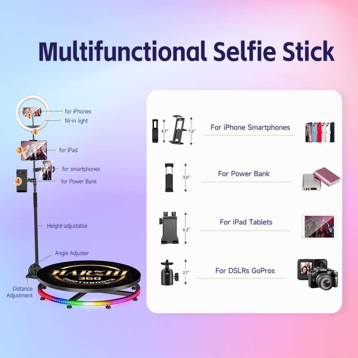 HARZHI 45.3 inch 360 Photo Booth For 5-7 People