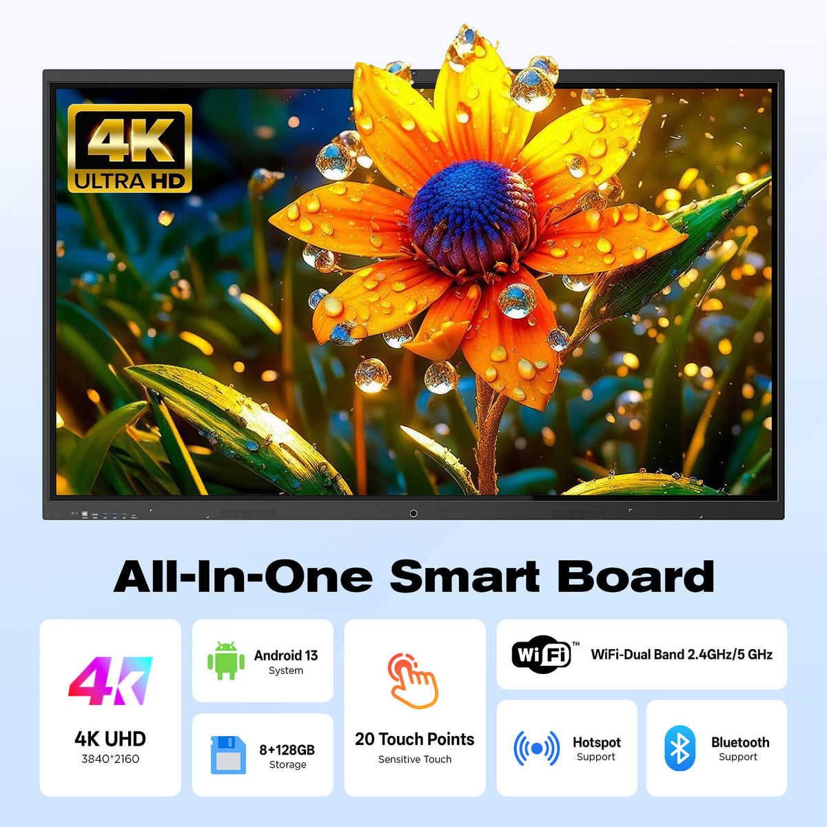 HARZHI 4K UHD Smart Interactive Touchscreen Whiteboard (55" - 85")
