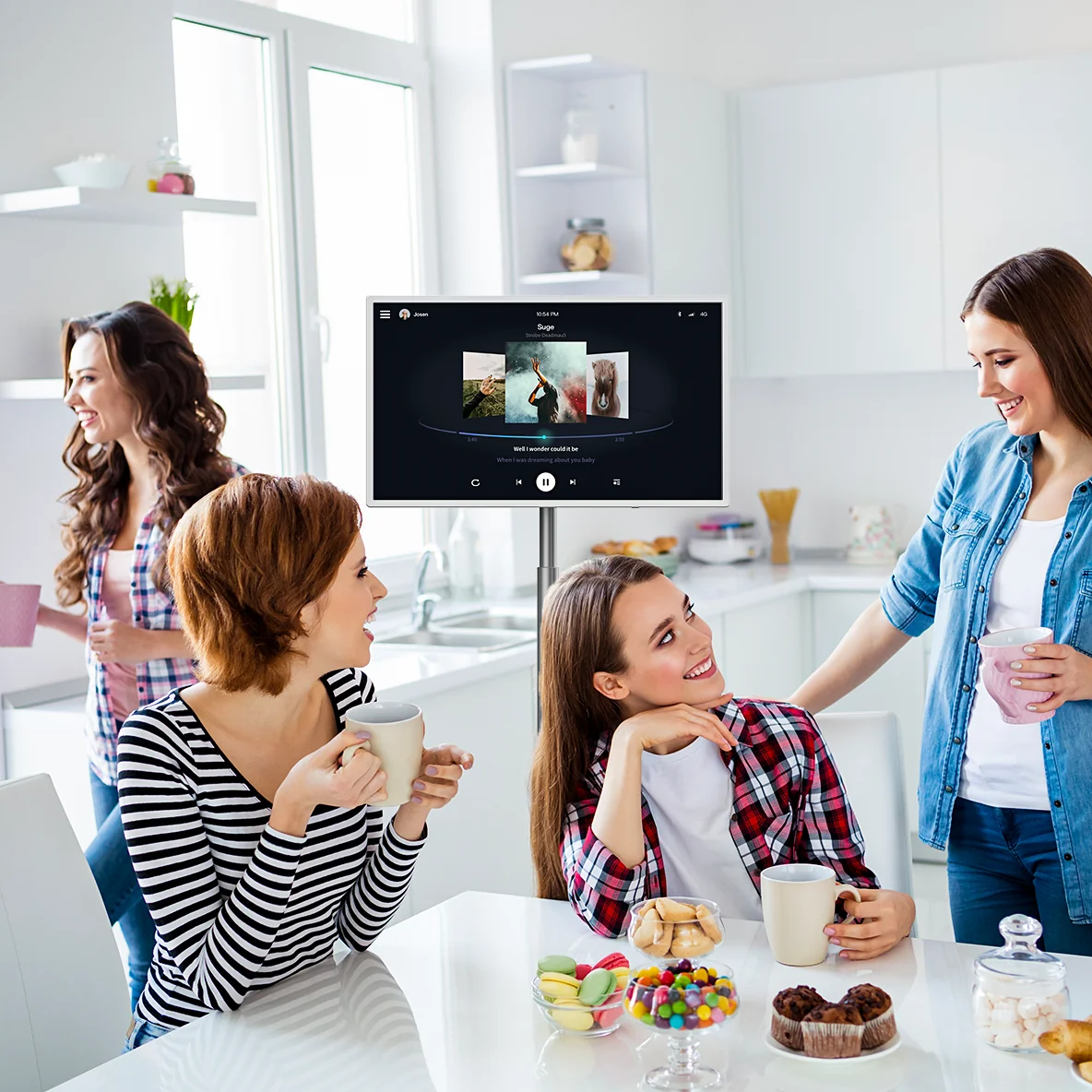 HARZHI Portable TV on Wheels Smart Touch Screen