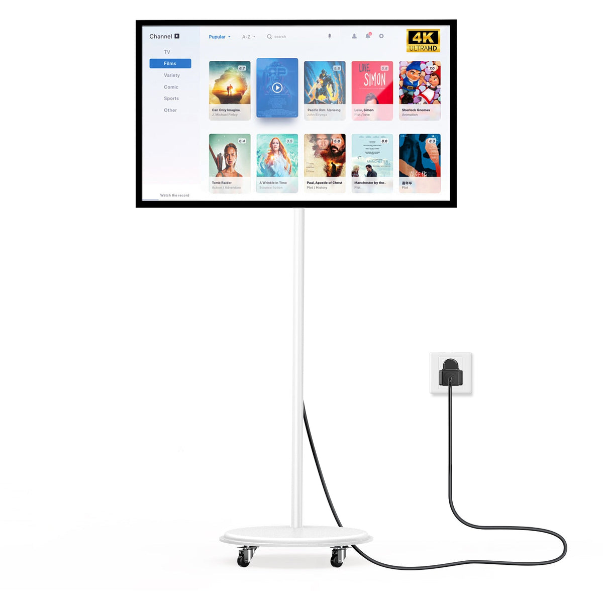 HARZHI Portable TV on Wheels Smart Touch Screen