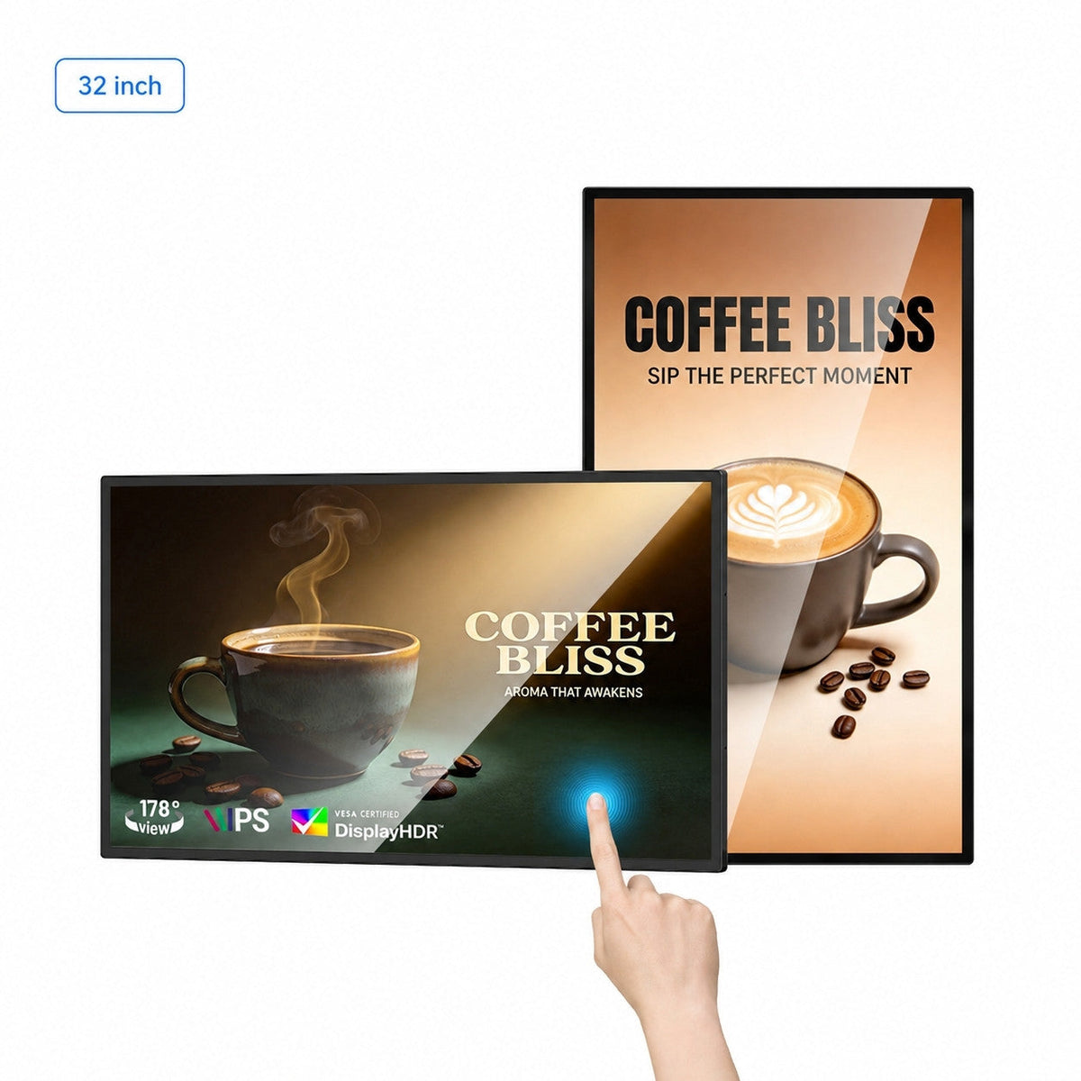 HARZHI Wall-Mount Touchscreen Digital Signage, Android 14