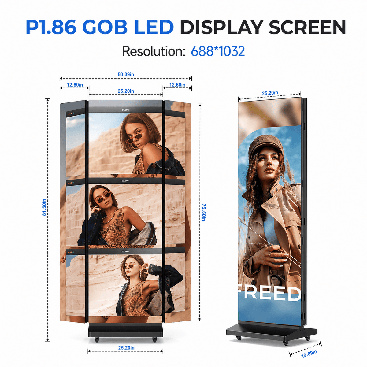 HARZHI Indoor Tri-Fold LED Poster Screen