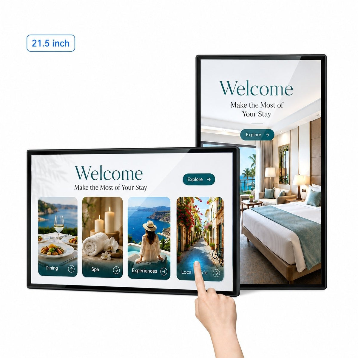 HARZHI Wall-Mount Touchscreen Digital Signage, Android 14